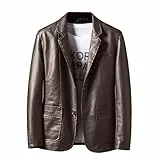 SOOUICKER Lederjacke Herren Elegant Kragen Jackett Herren Leder Modern Übergangsjacke Leder Business Bomberjacke Kunstleder Hemdjacke Casual Lederjacke Slim Fit