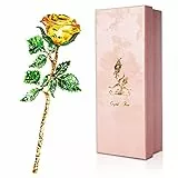 Gelbe Rose Geschenk für Sie, K9 Kristallrose mit Wunschkarte, 3D Glasrose Ewige Blume, Kristall Rose Figur für Frauen zum Geburtstag, Muttertag, Hochzeit, Jahrestag, Valentinstag, Weihnachten.