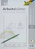 folia 8204/10 - Zeichenpapier, Block mit Arbeitsblättern für technisches Zeichnen, DIN A4, 10 Blatt, 120 g/qm, weiß, mit Vordruck