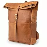 Berliner Bags Vintage Fahrradrucksack Paris aus Leder, Roll-top Kurrierrucksack für Damen und Herren - Braun