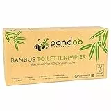 pandoo 100% Bambus-Toilettenpapier | Holzfreies WC-Papier in plastikfreier Verpackung, Bambus Klopapier | 3-lagig und kuschelweich | 12 x 8 Rollen á 200 Blatt (96 Rollen)