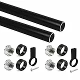 Emuca - Schrankstangen-Set Ø28, 1150mm, Schwarz, Aluminium und Zamak, Partie von 2