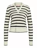 JJXX Damen Jxaddy Polo Neck Knit Strickpullover, Bone White/Stripes:/Black,M