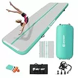 AKSPORT Airtrack mit Air Roll Aufblasbar Gymnastikmatte Turnmatte Air Tracking Matte 3m mit rolle mit Luftpumpe für Hause/Yoga/Cheerleading/Tumbling/Rückwärtsbeugen