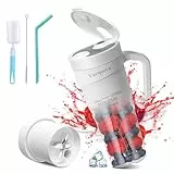 Vaeqozva Tragbarer Mixer Smoothie Maker To Go,470ml Mini Mixer to go,USB Portable Blender mit 6 Klingen & 1 Reisedeckel,Wasserdichter,Portable Smoothie Mixer Shaker To Go für Saft,Weiß