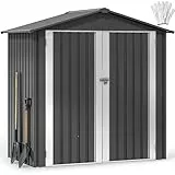 YITAHOME Gerätehaus 1,8x1,2m Wetterfestes Gerätehäuser mit Sicherheitsschloss & Belüftungssystem – Praktische Aufbewahrung für Rasenmäher, Gartengeräte in Garten, Terrasse oder Hof (Dunkelgrau)