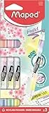 Maped - Doppelseitiger Textmarker, Markierstift FLUO DUO PASTEL - x3 Marker - Pastelltöne, 734128