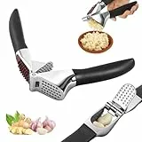 Knoblauchpresse aus Edelstahl Zinklegierung, Professionelle Küche Knoblauchzerkleinerer mit komfortablem und rutschfestem Griff, Zerkleinert Knoblauch Ingwer Mühelos Leicht zu Reinigens