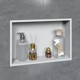 VILSTEIN Wandnische Dusche 30x45 cm [ROSTFREI] - Randlose Nische - Wandnische Weiß - Einbauregal für Dusche im Aufputz - Duschnische aus Edelstahl - Versenkte Duschnische für das Badezimmer