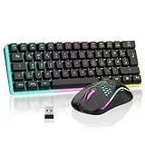 RedThunder 60% Kabelloses Gaming Tastatur und Maus Set, QWERTZ DE Layout, Wiederaufladbare Funktastatur mit Ultraleichte Gaming Maus mit Wabenkonstruktion, für PC MAC PS5 Xbox Gamer, Büro.