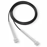 PORTENTUM verstellbares Speed-Springseil – leichtes Fitness-Sprungseil für Damen, Herren und Kinder, ideal für Workout und Speed Skipping – Länge: 2,8 m, SCHWARZ