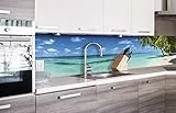 Küchenrückwand Folie selbstklebend Strand IM Paradies | Klebefolie - Dekofolie - Spritzschutz für Küche | Premium QUALITÄT - Made in EU | 260 cm x 60 cm