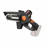WORX WG325E.9 Nitro Profi Mini Akku-Kettensäge 20V, Einhand Ast-Säge, Brushless Motor, 5650 /min, 12cm Schwertlänge, leicht & kompakt, automatische Kettenschmierung (ohne Akku & Ladegerät)