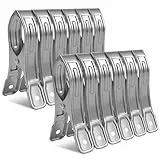 Vicloon 12 Stück Edelstahl Strandtuch Clips Große Wäscheklammern, Wäscheklammern Groß Edelstahl für Tägliche Wäsche, Strandtuch, Badetuch, Bettwäsche und Dicke Kleidung (12Pcs)