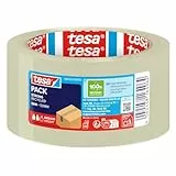 tesa pack STRONG RECYCLED - Paketklebeband aus 100% recyceltem Kunststoff, Klebeband für mittelschwere Pakete - UV- und alterungsbeständig - Transparent - 66 m x 50 mm