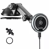 MAGJIEYX für MagSafe Autohalterung mit Ladefunktion, 15W Magnetische Handyhalterung Auto N55 Starker Magnet & 360° Drehbar Schnelles Kabelloses Laden für iPhone 17 16 15 14 13 12 Dash/Vent/Windshield