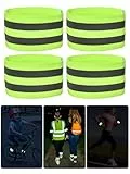 Willingood Hosenklammer Fahrrad - [30cm Lang, 5cm Breit] - 4 Stück Reflektorband Fahrrad Hosenschutz für Kinder, Leuchtendes Grün, Sicherheit im Dunkeln