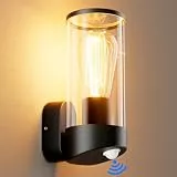 brightower Außenwandleuchte Außenlampe mit Bewegungsmelder,Aluminium Wandleuchte Außen mit Acryl klar,Assenlampe für Garten Terrasse Veranda und Garage,Exklusiv 1xE27,Ohne Leuchtmittel