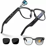 AI Smart Glasses, Brille mit 800 W Kamera, 2 Paare Brillengläser, 1080P HD Video und Audiorecording mit Bildstabilisierung, /Bluetooth-Anrufe/AI-Assistent/Echtzeitübersetzung