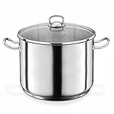 GSW Profi-Jumbotopf – hochwertiger Kochtopf mit Deckel, ideal für Familien und Gastronomie, großer XXL-Topf für Suppe, Nudeln und Eintopf – Edelstahl, 28 cm, 12 Liter, Silber