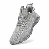Linenghs Herren Schuhe Laufschuhe Turnschuhe Sportschuhe Sneaker Running Tennis Freizeit Straßenlaufschuhe Leichtgewichts Atmungsaktiv Walking Outdoor Fitness Jogging Grau 42 EU