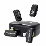 Hollyland Lark A1 Kabelloses Lavalier Mikrofon für iPhone und Android, 48 kHz/24 Bit, 3-stufige intelligente Geräuschunterdrückung, Microphone für YouTube,Podcast,Vlogging (Schwarz, 2TX+2RX+Ladehülle)
