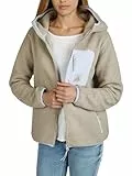 DENIMFY Fleecejacke Damen Regular Fit DFLea Teddyfleece Kapuzenjacke Winterjacke Übergangsjacke Stehkragen, Größe:L, Farben:Slate Grey-Greyish Lavender-Light Sand