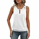 Shirt Mit Lochmuster Damen Weiss Sexy Tank Top Leicht Sommer Träger Oberteile Tanktops Für Damen Modern Rundhals Unterhemd Y2k Große Größen Ärmelloses Tops L