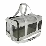 Kerbl Pet Tragetasche Casual, Transporttasche, grau/schwarz, 52x31x31cm, für Hunde und Katzen bis 12kg, mit Tragegriff und Schultergurt