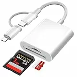 [Apple MFi Certified] SD Kartenleser für iPhone, Lightning USB C Adapter SD Karte für Micro SD/SD, Typ C Kartenlesegerät für iPhone16 15/iPad/MacBook/Galaxy/Laptop