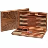 Yellow Mountain Imports Backgammon-Spiel-Set mit Holzeinlagen - Cascadia - mit Acryl-Spielsteinen & Holzwürfelbechern, 44 Zentimeter Spielbrett