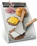Praknu Plancha Grillplatte Edelstahl (30x40 cm) – Plancha für Gasgrill mit Fettablauf – Teppanyaki Grillplatte inkl. 2 Spatel – Grillplatte für Gasgrill & Holzkohlegrill – Rostfreie Plancha für Grill
