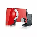 GRAEF S10003 - Elektrischer Allesschneider SKS100, Made in Germany, Edelstahl-Wellenschliffmesser Ø 170 mm, Schnittstärke 0-20 mm, Energiesparmotor 170 W, Platzsparend, Standfuß, Kindersicherung, Rot