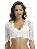 ELFIN Damen Dirndlblusen Kurzarm Spitze Tracht Bluse Elegante Halbarm Bluse von 34-42
