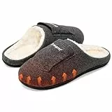 Dr.warm Beheizbare Hausschuhe Wiederaufladbare, Elektrische Beheizte Hausschuhe mit Akkus, Winter Beheizbare Pantoffeln für Herren Damen (Grau/M)