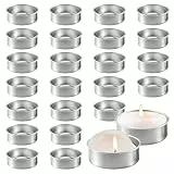 25 Stück Teelichthalter Metall, 40mm Teelichthalter Halter Dekorative Metallbehälter, Runde Teelichtbecher Silber, Mini Teelichthalter Silber für Hochzeit Weihnachten Tafelkerz