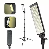 DigiPower Pro 1 professionelles Belichtungsset, dimmbares 5600K 180-LED-Videolicht mit verstellbaren 63“ Stativ, kompatibel mit Smartphones und Kameras, schwarz