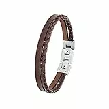 s.Oliver Armband Edelstahl Leder Herren Armschmuck, 20+1,5 cm, Braun, Kommt in Schmuck Geschenk Box, 2026150