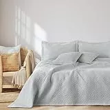 AmeliaHome Tagesdecke 260x280 cm Bettüberwürf zweiseitig Ultrasonic Steppung Polyester Ophelia Silber