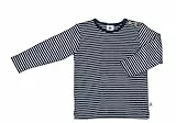 Leela Cotton Baby Kinder Langarmshirt Ringelshirt Bio-Baumwolle T-Shirt Shirt Jungen Mädchen (62/68, naturweiß-Indigo)