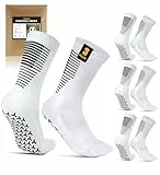 FORVEVO 3 Paar FußballSocken Herren 39-42,Rutschfeste Football Socks,Grip Socken Fussball Damen,Atmungsaktive Baumwolle Gepolsterte Sportsocken für Basketball Tennis Radfahren(Weiß)