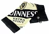 Guinness Label Cotton Golf-Handtuch mit Karabinerhaken, Schwarz