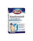 Abtei Knochenstark Calcium 600 + D3 - hochdosiert - Nahrungsergänzung für gesunde Knochen - glutenfrei, laktosefrei, für Vegetarier geeignet - 1 x 28 Filmtabletten