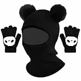 VGECEE Unisex Baby Mütze Winter Strickmütze Babymütze Kindermütze mit Schal Wintermütze Schals Ohrenklappe 3 in 1 Schalmütze Baby Beanie Mütze Schlupfmütze und Handschuhe für Mädchen und Jungen