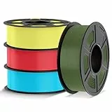 TECBEARS PLA+ Filament 1,75 mm Bundle 4KG, Erhöhte Zähigkeit PLA Plus 3D Drucker Filament, Vakuumverpackung, Maßgenauigkeit +/- 0,02 mm, Farbe: Zitronengelb, Kirschrot, Olivgrün, Himmelblau