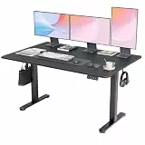 Claiks Schreibtisch Höhenverstellbar Elektrisch, Höhenverstellbarer Schreibtisch 140x70 cm, Standing Height Adjustable Desk, Schwarz Gestell/Schwarz Oberfläche
