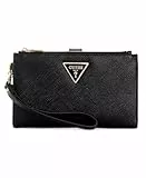 GUESS Laurel Damen Organizer Geldbörse mit doppeltem Reißverschluss, Schwarz, Einheitsgröße