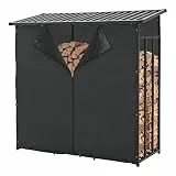 casa.pro Kaminholzregal Yakutat Brennholzunterstand außen Brennholzlager Holzstapelhilfe Brennholzregal mit Abdeckung Kaminholzständer Metall 185 x 180 x 70 cm Schwarz