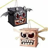 Seasboes 2 Stücke Halloween Laternen Bastelset, Halloween Laterne Kinder, Laterne Kinder mit Laternenstab, DIY Kinderlaternen mit LED, zum Basteln und Bemalen San Martín Party Papier Laternen (A)
