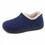 ULTRAIDEAS Hausschuhe Damen Plüsch Slippers Winter Wärme Pantoffeln Bequeme Memory Foam Filzpantoffel Gemischte Baumwolle Non-Slip Gummisohle im Innen- und Außenbereich,Blau,39 EU
